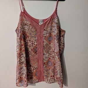 New Naif XL Pink Floral Print Tank Top NWOT